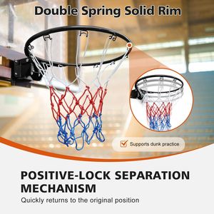 Cerchio da Basket in Acciaio da 18 Pollici Nero Solido con Doppia Molla per Uso Interno ed Esterno - Product Image 3
