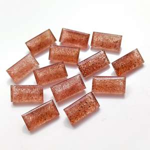 หินควอทซ์ธรรมชาติสีชมพูสำหรับแกะสลักรูปทรงสี่เหลี่ยมผืนผ้าแกะสลักด้วยมืออัญมณีหลวมที่ผ่านการสอบเทียบแล้วสำหรับทำเครื่องประดับแกะสลักรูปแกะสลัก - Product Image 2