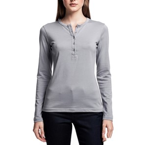 Camiseta de Manga Larga para Mujer, Cuello Polo, Tejido de Punto, Ajustada, Informal, Transpirable, para Todas las Temporadas, Venta al Por Mayor, OEM - Product Image 1