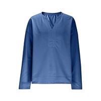 Pull décontracté à col rond et épaules tombantes pour femme, grande taille, manches longues, couleur unie, coupe ample, pour tous les jours, avec logo et boutons, pour adolescentes