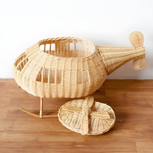 Jouet pour enfants fabriqué à la main, petit avion en rotin pour bébés, design mignon, avions et hélicoptères tressés - Product Image 1