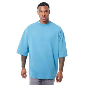 T-shirt Homme Oversize 100% Coton Épais Anti-Plis Anti-Rétrécissement Respirant Coupe Longue Épaules Tombantes Style Streetwear - Product Image 1