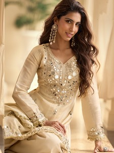 Sayuri Designer Mirror Salwar Suit Vichitra <b>Silk</b> With Real Mirror Hand Work Buy Direct From Supplier - Product Image 2