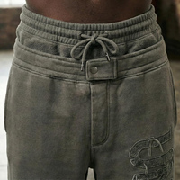 Pantalones Deportivos Personalizados Ligeros con Bordado, Estilo Casual, Lavado Ácido, Desgastados, de Doble Capa, Cintura Ajustada, Pierna Ancha y Acampanada para Hombre
