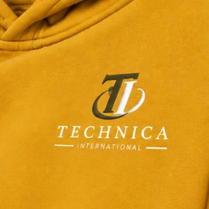Sweat à capuche oversize jaune moutarde avec patchs, unisexe, en polaire, streetwear, manches longues, décontracté, hiver, avec poche kangourou - Product Image 5