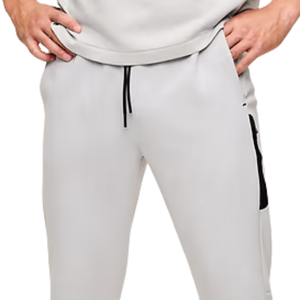 Pantalon de jogging en molleton gris clair pour homme, coupe slim, avec poches zippées, cordon de serrage, logo personnalisé, pantalon de sport décontracté, OEM - Product Image 5