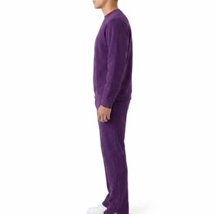 Men Blue <b>Polyester</b>/Cotton <b>Tracksuit</b> Crew Neck Full Sleeve Regular Fit Solid Color Casual Autumn Breathable Midweight Sweat suit - Product Image 6