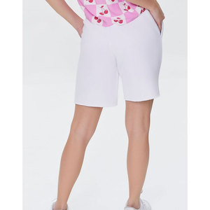 Short de jogging pour femme de haute qualité, couleur unie, taille mi-haute avec cordon de serrage, coupe classique personnalisée, 100% coton respirant - Product Image 6