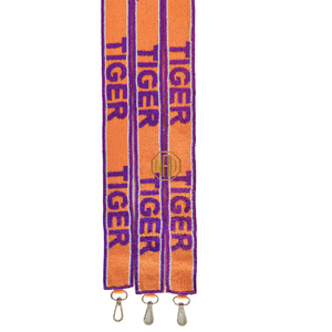 Sac à bandoulière en polyester brodé de perles motif tigre fait main, orange et violet, personnalisable, vente en gros - Product Image 6