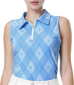 Camiseta de Golf para Mujer, de Polialgodón, con Cierre de Cremallera, Manga Larga, Sin Mangas, Cuello en V - Product Image 4