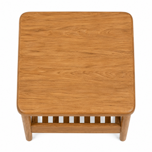 Table à manger carrée en teck avec étagère à lattes, design scandinave moderne, écologique, durable, imperméable, 2 places, meubles de maison stables - Product Image 4