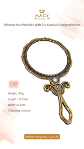 MACY BEAUTY KOREA Classic Bronze Folding <b>Handheld</b> <b>Mirror</b> with Crystal Detail Round Makeup <b>Mirror</b> Hollow Handle <b>Mirror</b> - Product Image 3