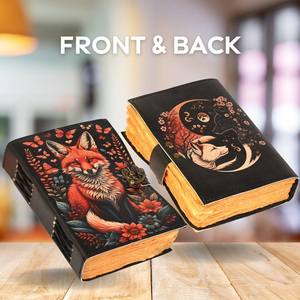 Vintage Handmade Genuine Leather Fox Print <b>Journal</b> Deckle Edge Cotton Paper Notebook with C Lock Closure Blank Grimoire <b>Writing</b> - Product Image 6