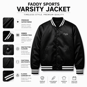 Blouson universitaire noir en satin de haute qualité pour homme avec logo personnalisé, style streetwear unisexe, blouson bomber de baseball, vente en gros 2026 - Product Image 5