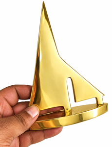 Handcrafted <b>Brass</b> Sailboat Sculpture Nautical Tabletop Decor Polished Metal Sailing Boat Figurine Maritime Home Office <b>Ornament</b> - Product Image 3