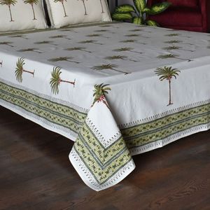Cubrecama de Algodón con Diseño de Palmeras, Tamaño Queen, Estilo Tradicional, Lavable, del Mejor Fabricante Indio - Product Image 4