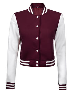 Women's Crop Baseball Jacket Casual Varsity <b>Coat</b> Letters Embroidery Pattern <b>Button</b> Down Baggy Bomber Jacket - Product Image 4