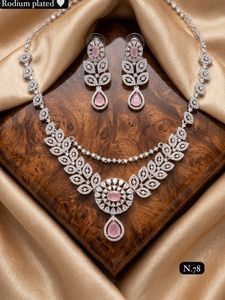 Silver Plated Brass Women's Bridal Set Choker <b>Necklace</b> Drop Earrings Tikka Ethnic Zircon Trendy Wedding Engagement Anniversary - Product Image 4