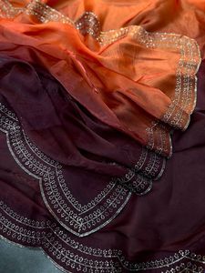 Sari moderne style célébrité, rembourré, super tendance, doux et à séchage rapide, idéal pour les fêtes, Diwali, mariages et bals de promo - Product Image 5