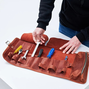 Wholesale handmade leather <b>tool</b> <b>rolls</b> organizer bags OEM supplier custom branding export quality portable storage for sale - Product Image 3