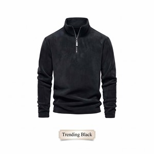 100% Pure Cashmere Men's Half-High Zipper Collar Warm Winter Thickened Solid Color Knitted Non-Iron Treatment <b>Sweater</b> - Product Image 3