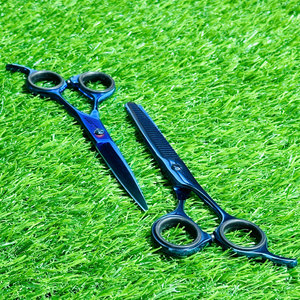 Hot Style Professional <b>Barber</b> Hair Cutting and Thinning Scissors Flat Blue Color Salon Barbershop Hairstylist Shears <b>Set</b> - Product Image 1