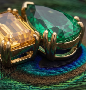 Colgante de Lujo con Zafiro Amarillo de Corte Esmeralda y Diamante Cultivado en Laboratorio de Corte Pera Verde Fantasía - Product Image 3