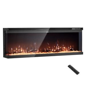 Caminetto Elettrico Moderno da 72 Pollici con Vetro su Tre Lati, da Incasso a Parete, 1500W, Fiamma Regolabile, Telecomando e Timer per Camper - Product Image 1