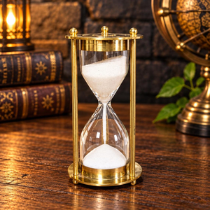 Reloj de Arena Vintage de Latón, Temporizador de Arena de Un Minuto, Estilo Antiguo, Decoración de Escritorio en Miniatura, Reloj de Arena Decorativo de Tres Puntos y Cinco Pulgadas - Product Image 2