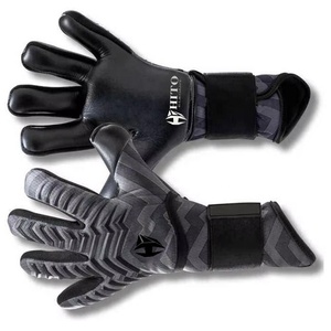 Gants de gardien de but de football en Breathaprene noir, design personnalisé, très demandés, avec caoutchouc latex allemand de 4 mm, sangle élastique injectée, paume plate - Product Image 2