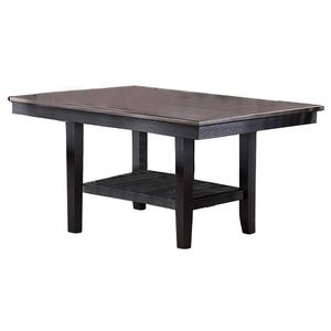 Tavolo da Cucina e Sala da Pranzo in Legno di Gomma con Ripiano Portaoggetti, Finitura Caffè Scuro, per Uso Domestico - Product Image 1