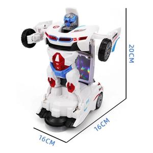 Coche de juguete robot transformable para niños con luces y sonidos, escala 1:24, colores blanco, azul y rojo - Product Image 4
