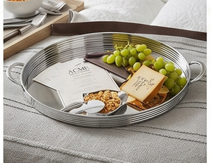 Deluxe Mirror Polished Metal Serving <b>Tray</b> <b>Large</b> Size Silverware Food <b>Tray</b> Elegant Design Dishwasher Safe Residential Weddings - Product Image 3