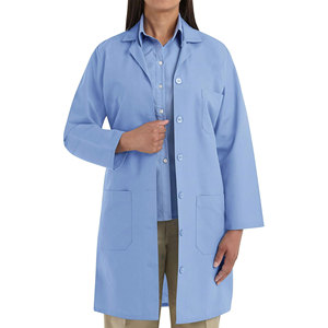 Bata de laboratorio unisex de longitud completa, blanca, de algodón y poliéster, uniforme de hospital con bolsillo para estetoscopio y detección de agujas - Product Image 6