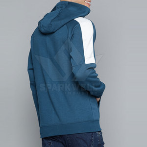 Sweat-shirt à capuche bleu pour homme, manches raglan, coton French Terry, décontracté, poche avant, logo, coupe classique, écologique, vêtements d'hiver - Product Image 3