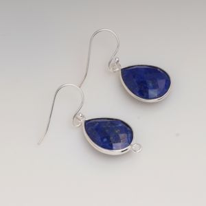 Pendientes de Lapislázuli Natural en Forma de Gota de Agua con Engaste de Plata 925, Gema Azul, Estilo Clásico, Hechos a Mano para Mujer, Uso Diario - Product Image 5