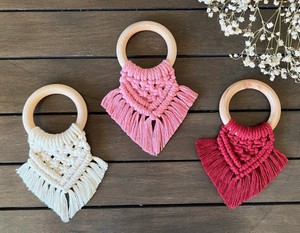 Juego de Anillos para Servilletas de Macramé Beige, Decoración de Mesa Boho, Accesorios Rústicos de Madera para Cena - Product Image 2