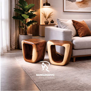 Tabouret minimaliste réglable en bois massif, meubles de salon avec design personnalisable - Product Image 1
