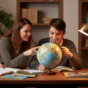 Globo terráqueo grande de metal para escritorio |   Mapa Político Detallado |   Base de Soporte Negra |   Globo Terráqueo Educativo para Estudiantes y Oficina - Product Image 2