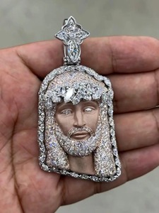 Colgante de Jesús con Moissanita Helada, Plata 925, Joyería Hip Hop, 7-8CT, Engaste de Garras, Bañado en Oro Rosa, para Hombre - Product Image 2