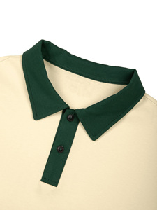 For Short Sleeve for Shirt with Green Contrast Trim Front Logo Oversized Fit Breathable Men's Casual <b>Top</b> - Product Image 5