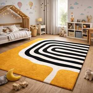 พรมขนสัตว์ทอมือสุดหรูสำหรับห้องนั่งเล่น ออกแบบเองได้ พรมขนสัตว์ทอมือลายนามธรรมทันสมัย พรมขนสัตว์ทอมือคุณภาพพรีเมียม - Product Image 1