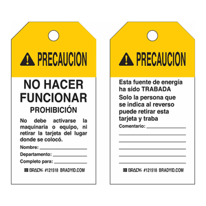 Etiqueta de Seguridad Brady en Español, 5.75 pulgadas de Alto x 3 pulgadas de Ancho, para Equipos Industriales - Product Image 2