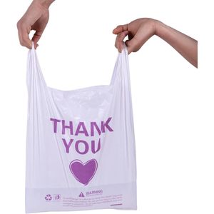 Sacchetti di Plastica Bianchi 12x19 Pollici per Piccole Imprese, Sacchetti a T-Shirt con Manico per Asporto Cibo, Confezione da 150 Pezzi - Product Image 2