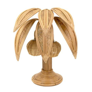 Handmade Natural Rattan Palm Tree <b>Table</b> <b>Lamp</b> Vintage <b>Wicker</b> Coconut Tree Desk Light For Tropical Coastal Hotel Home Decor - Product Image 1