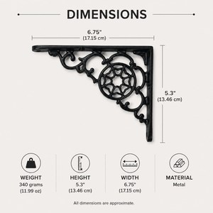 SHUBHAM Decorative Cast Iron Wall Shelf <b>Bracket</b> <b>Corner</b> Rack Floral Metal Support <b>for</b> Home Display - Product Image 2