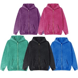 Sudadera con Capucha y Cierre para Hombre, Color Sólido, Corte Holgado, Estilo Casual para Otoño, Manga Larga, Tejido de Felpa Francesa, 100% Algodón, 2027 - Product Image 3
