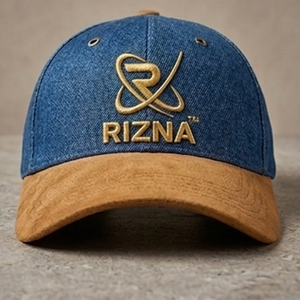 Gorra de Béisbol RIZNA de Mezclilla Twill, 6 Paneles, Ajustable, Unisex, Estilo Casual Vintage, Lavada, con Logotipo Bordado en 3D en el Panel Frontal, Azul, Algodón, Metal - Product Image 1