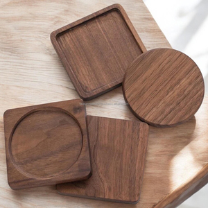Ensemble de sous-verres ronds en bois de noyer moderne, faits à la main, multi-épaisseurs, pour la maison et l'hôtellerie, par Falak World Export - Product Image 4