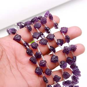 Cuentas de Amatista Púrpura Natural en Forma de Hoja, Talladas a Mano, para Joyería, 10-11MM, Cuentas de Amatista Natural de 8 Pulgadas - Product Image 1